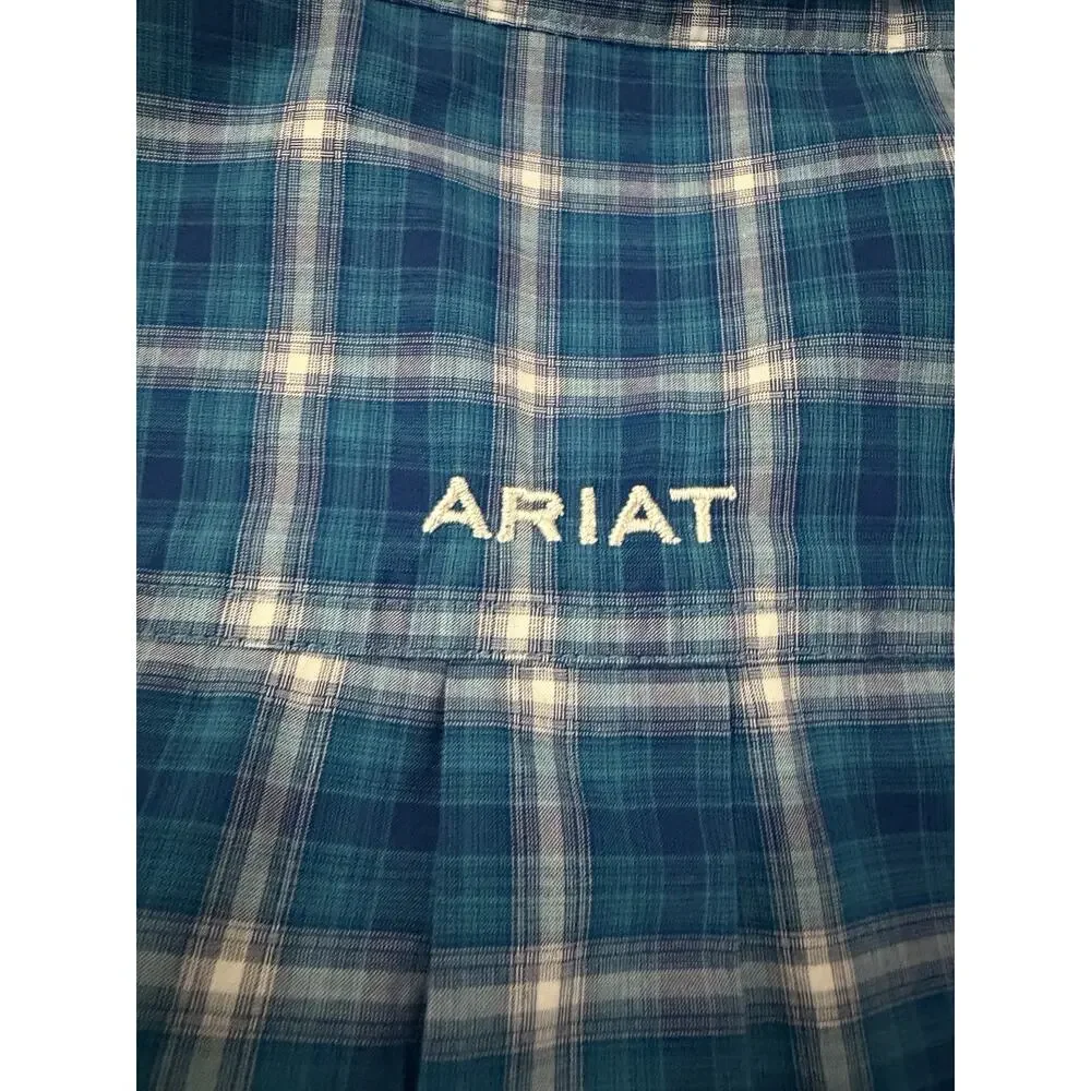 Ariat Pro Series Men's XXL Blue/White Plaid Stretch Long Sleeve Button-Up #0160
